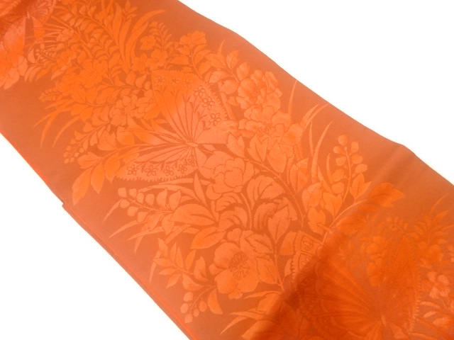 未使用品　本漆花に蝶模様織出し袋帯